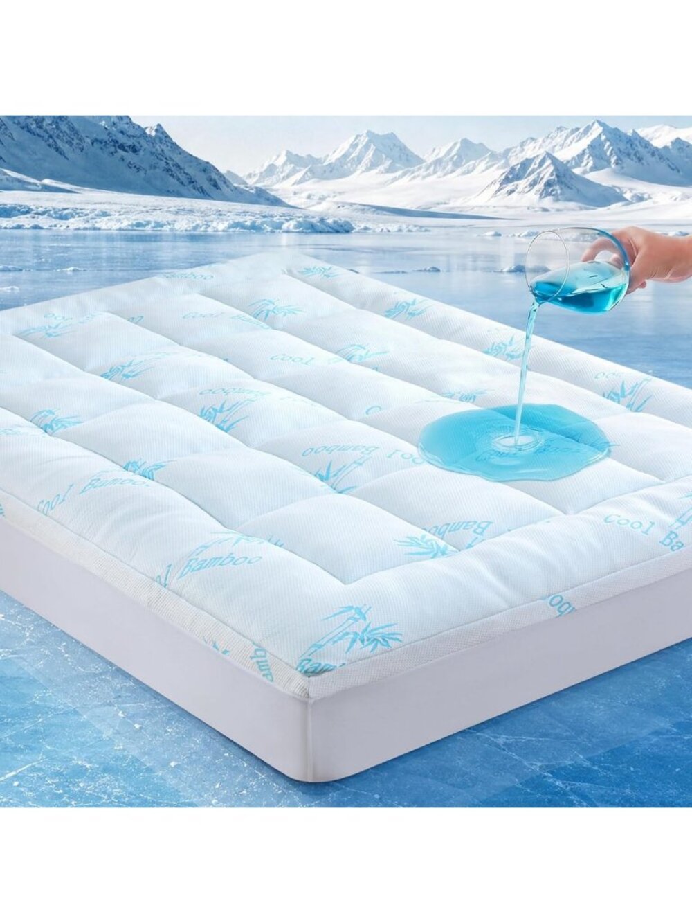 100% Waterproof Queen Mattress Topper - Bamboo Viscose, Soft & Breathable